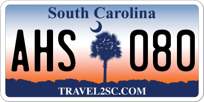 SC license plate AHS080