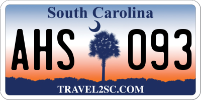 SC license plate AHS093