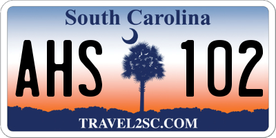 SC license plate AHS102