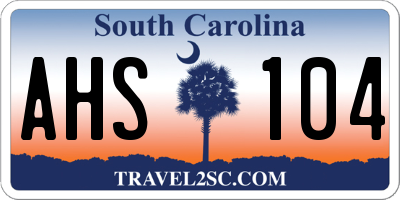 SC license plate AHS104
