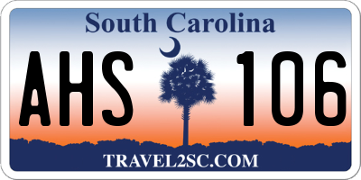 SC license plate AHS106