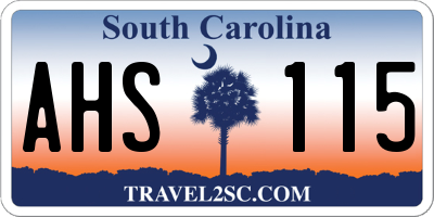 SC license plate AHS115