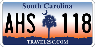SC license plate AHS118