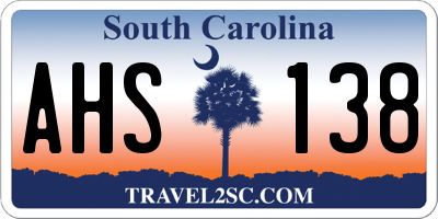 SC license plate AHS138