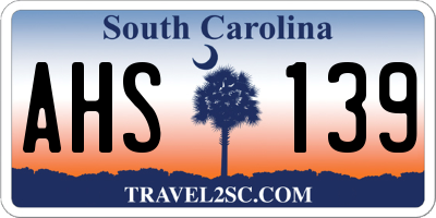 SC license plate AHS139