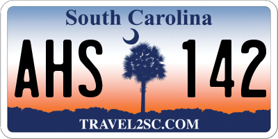 SC license plate AHS142