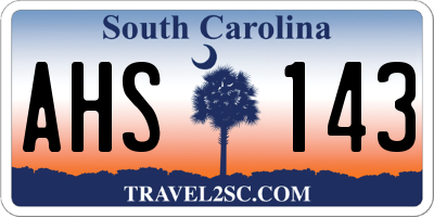 SC license plate AHS143