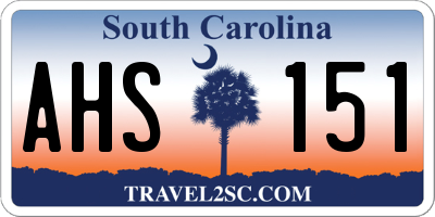 SC license plate AHS151