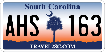 SC license plate AHS163