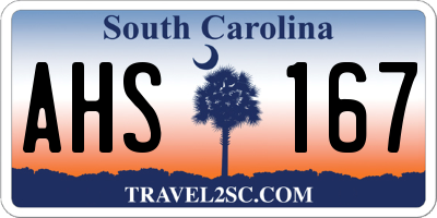 SC license plate AHS167