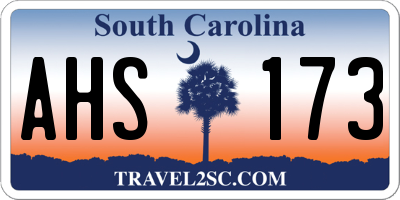 SC license plate AHS173