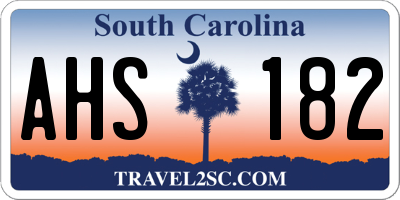 SC license plate AHS182