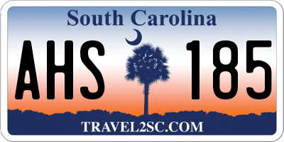 SC license plate AHS185