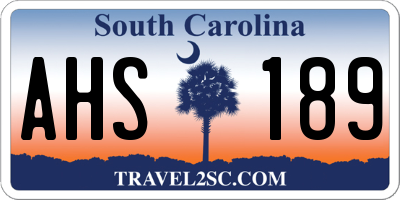 SC license plate AHS189