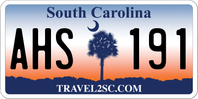 SC license plate AHS191