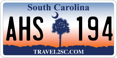 SC license plate AHS194