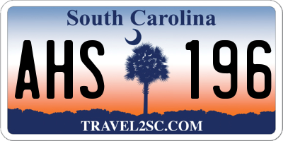 SC license plate AHS196