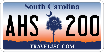 SC license plate AHS200