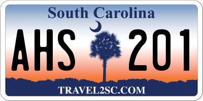 SC license plate AHS201