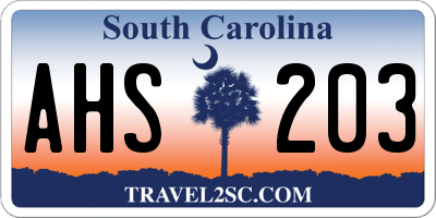 SC license plate AHS203
