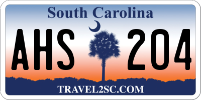 SC license plate AHS204