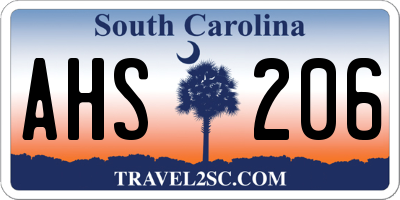SC license plate AHS206