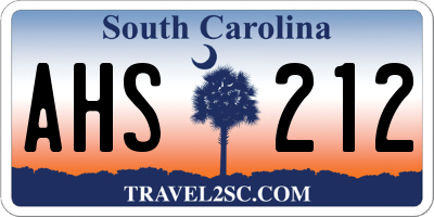 SC license plate AHS212