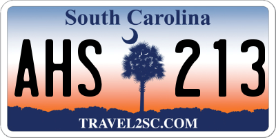 SC license plate AHS213
