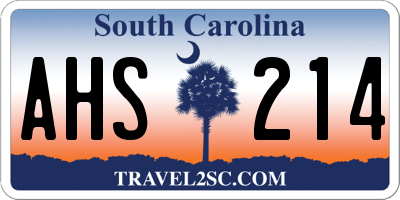 SC license plate AHS214