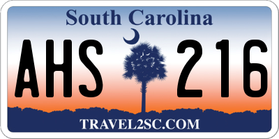 SC license plate AHS216