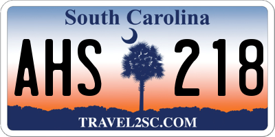 SC license plate AHS218