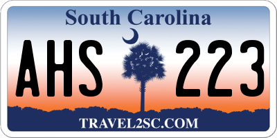 SC license plate AHS223