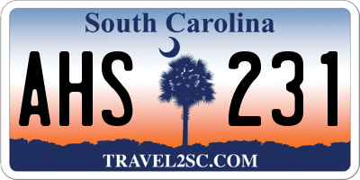 SC license plate AHS231