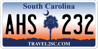 SC license plate AHS232