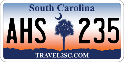 SC license plate AHS235