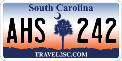 SC license plate AHS242