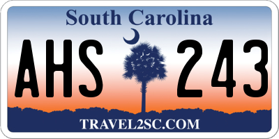 SC license plate AHS243