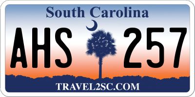 SC license plate AHS257