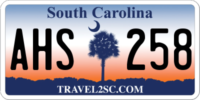 SC license plate AHS258