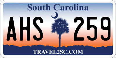 SC license plate AHS259