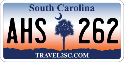SC license plate AHS262