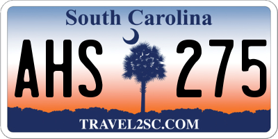 SC license plate AHS275