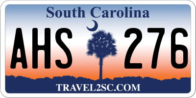 SC license plate AHS276