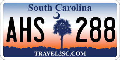 SC license plate AHS288