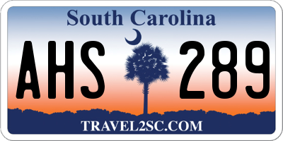 SC license plate AHS289