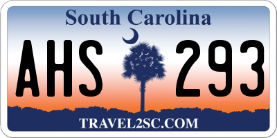 SC license plate AHS293