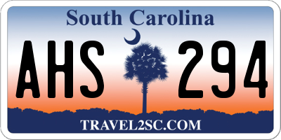 SC license plate AHS294