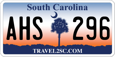 SC license plate AHS296