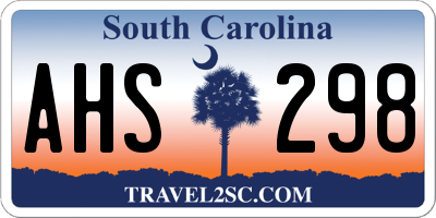 SC license plate AHS298