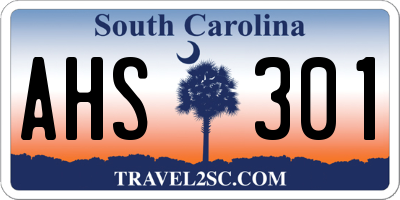 SC license plate AHS301